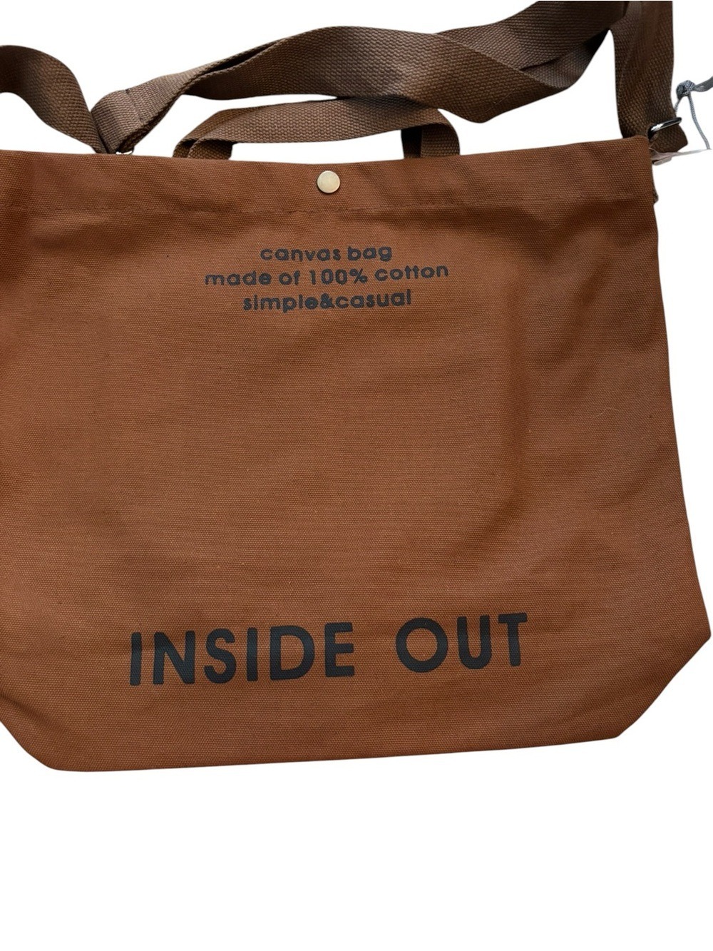 Brown Canvas Crossbody Tote Bag Adjustable Strap 100% Cotton Casual Shoulder Bag - Picture 2 of 4